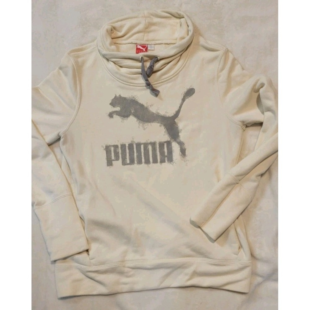 PUMA WOMENS COWL NECK BEIGE LONG SLEEVE PULLOVER SIZE MEDIUM
